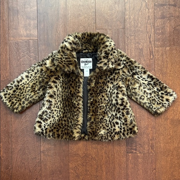 OshKosh B'gosh Kids Leopard Print Faux Fur Jacket, Size 18 Months - Picture 1 of 13